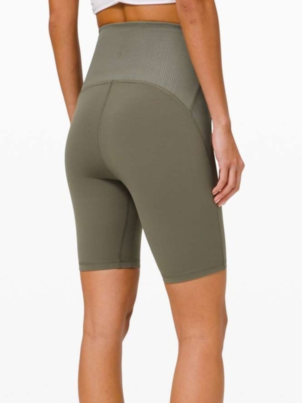 Lululemon Blissful Bend  Ribbed Yoga/Bike Shorts Olive Green High Rise Size 4